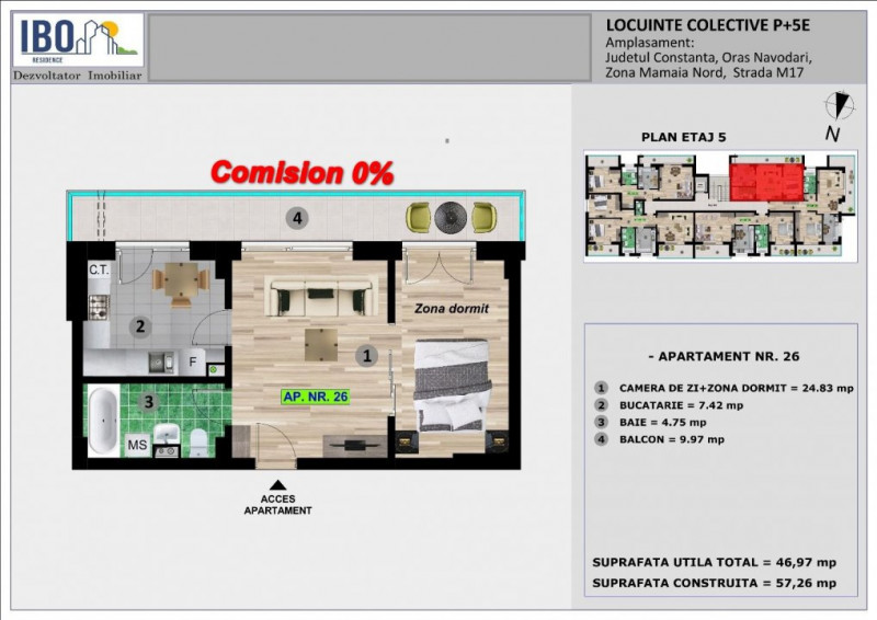 Apartament 2 Camere Decomandat - Mamaia Nord - IBO RESIDENCE - Predare 